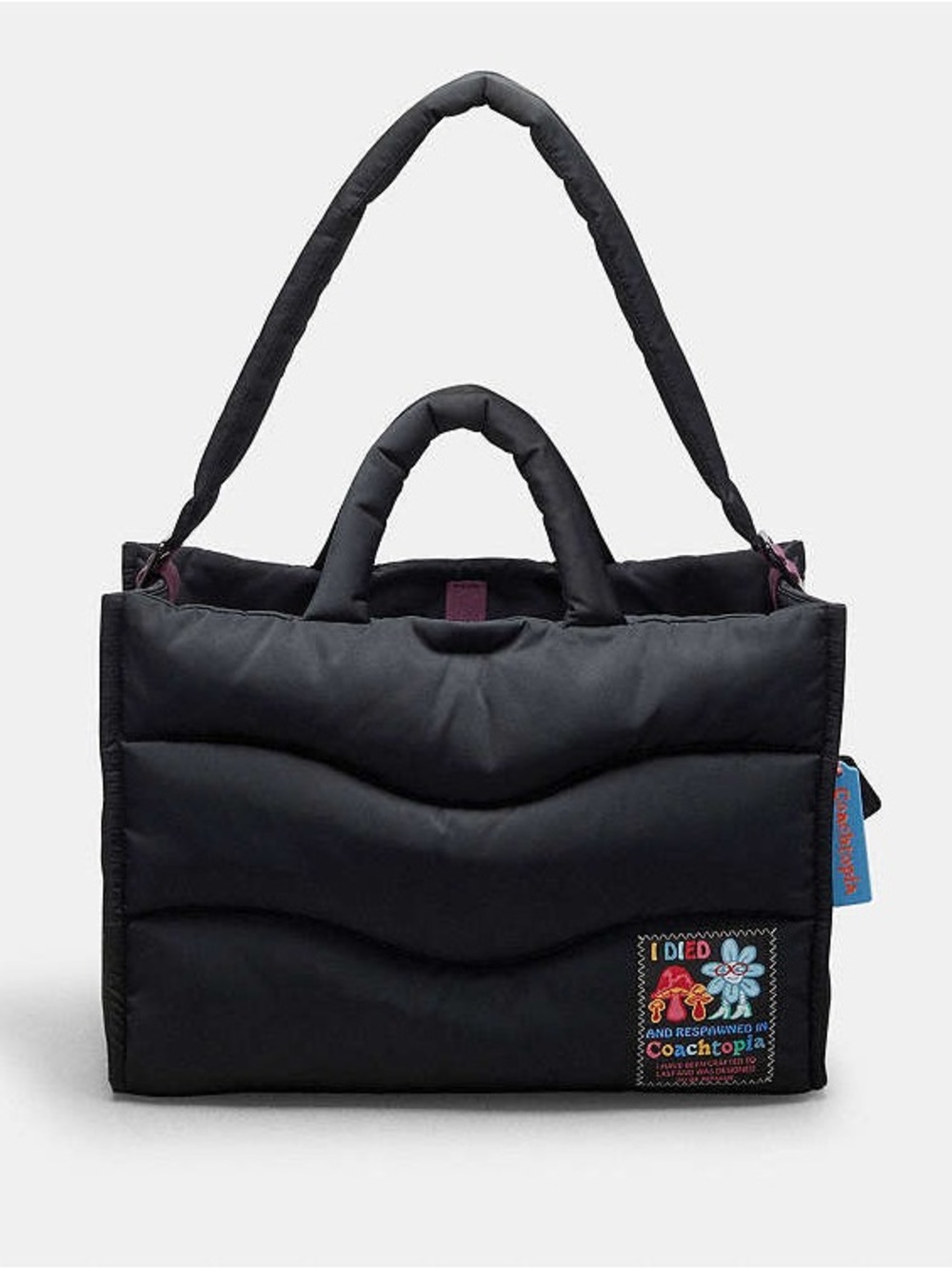 Coach Coachtopia Loop Tote Recycled Black Wavy Quilted Padded New!